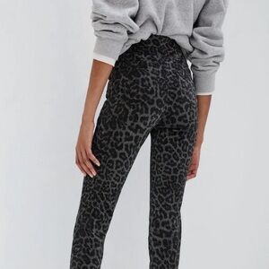 Anthropologie Runway Metallic Animal Print Shimmer Leopard Crop Pants Size Small